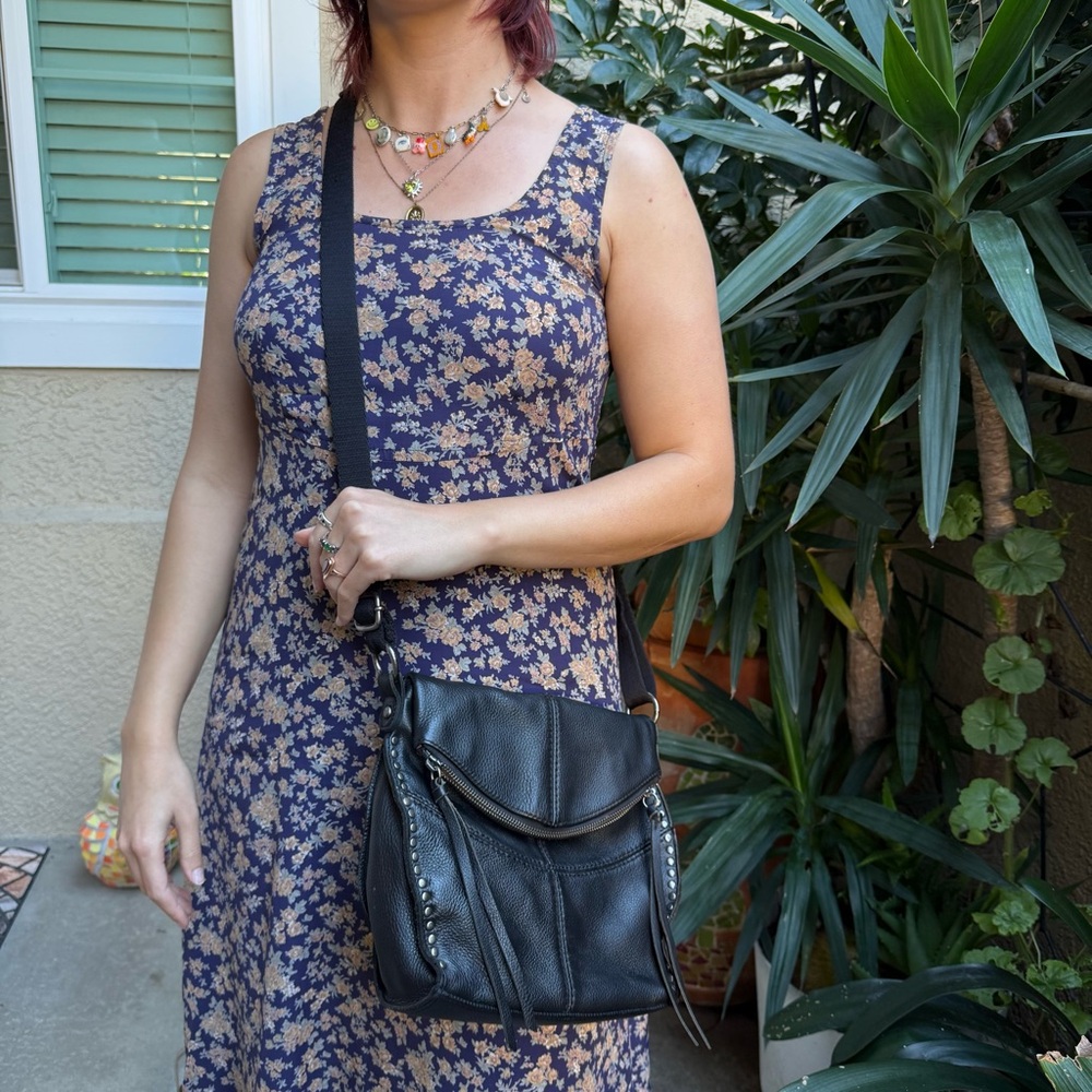 Black The SAK Pebble Leather Crossbody Bag with Silver Hardware